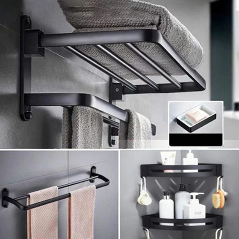 Modern Bathroom Accessory Set Towel Bar Black Soap Dish Bath Hardware Set -Bathlova