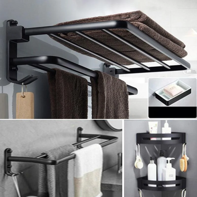 Modern Bathroom Accessory Set Towel Bar Black Soap Dish Bath Hardware Set -Bathlova