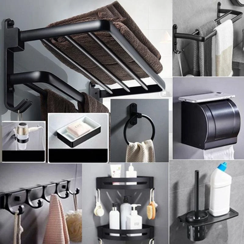 Modern Bathroom Accessory Set Towel Bar Black Soap Dish Bath Hardware Set -Bathlova