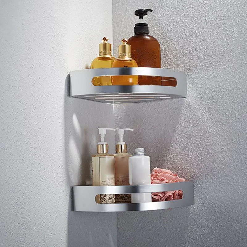 Modern Bathroom Accessory Set with Bathe Shelf/Robe Hooks/Towel Bar in Aluminum -Bathlova