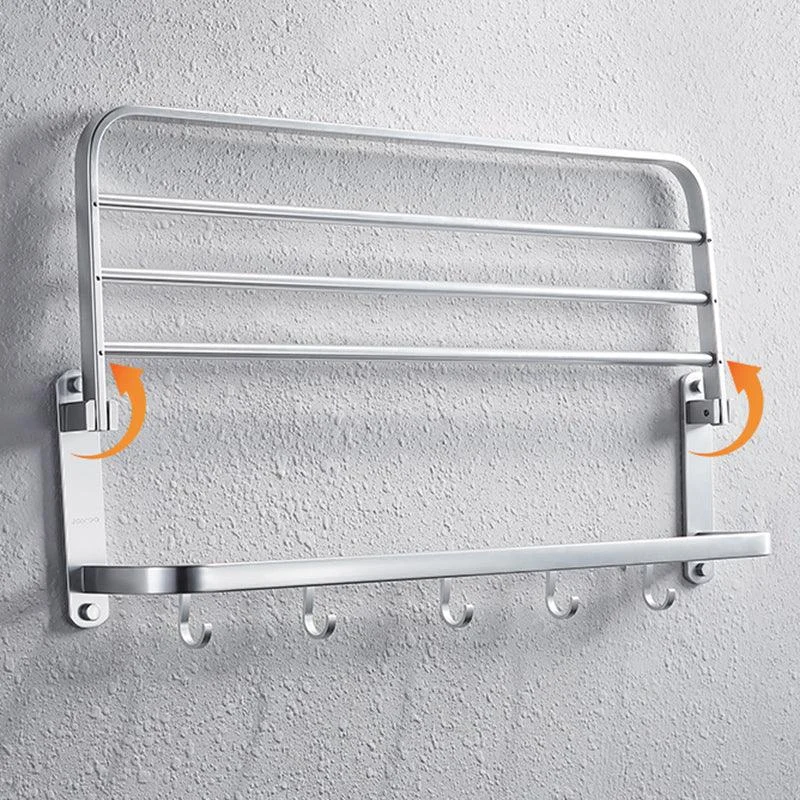 Modern Bathroom Accessory Set with Bathe Shelf/Robe Hooks/Towel Bar in Aluminum -Bathlova