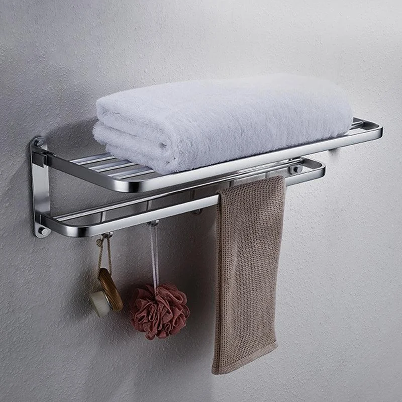 Modern Bathroom Accessory Set with Bathe Shelf/Robe Hooks/Towel Bar in Aluminum -Bathlova