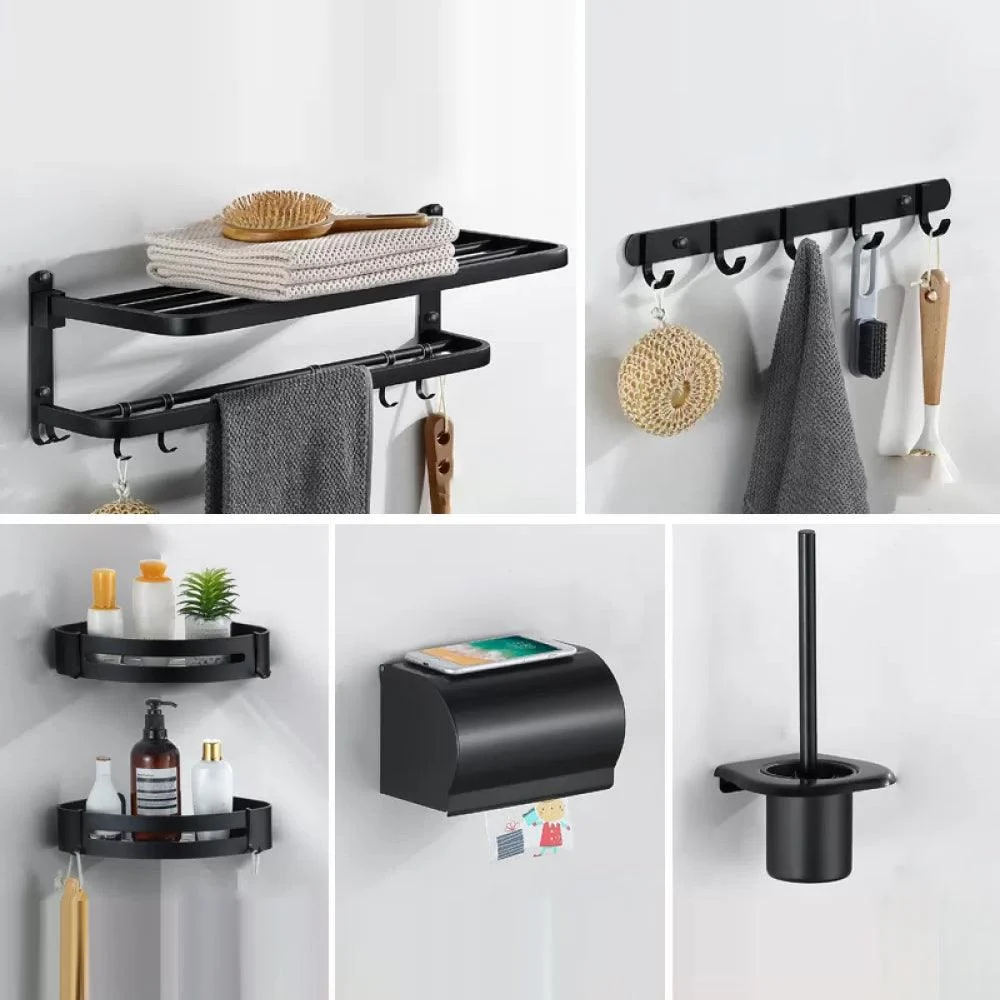 Modern Bathroom Hardware Black Paper Holder Bath Shelf Bathroom Accessory Kit -Bathlova