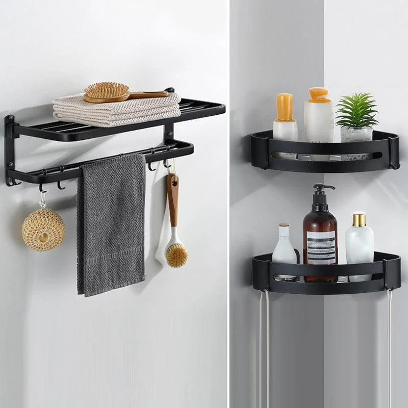 Modern Bathroom Hardware Black Paper Holder Bath Shelf Bathroom Accessory Kit -Bathlova