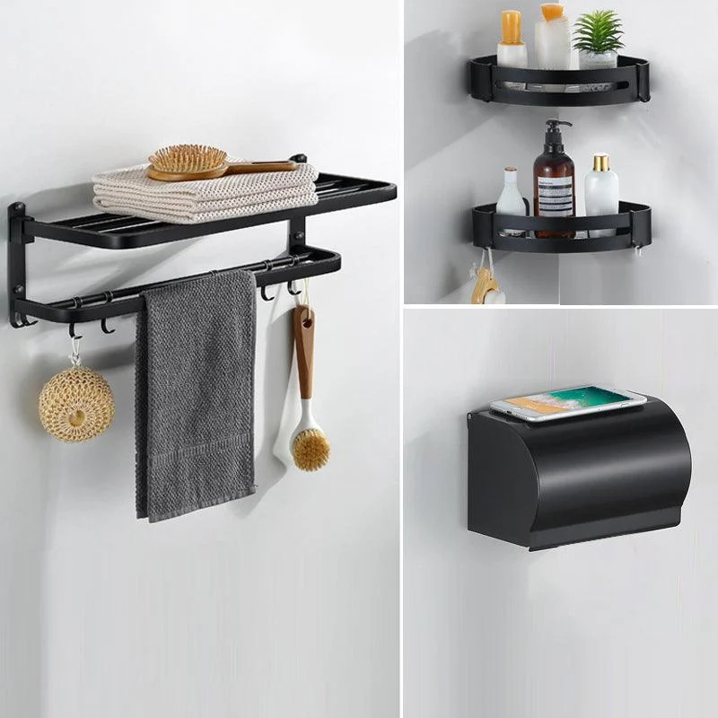 Modern Bathroom Hardware Black Paper Holder Bath Shelf Bathroom Accessory Kit -Bathlova