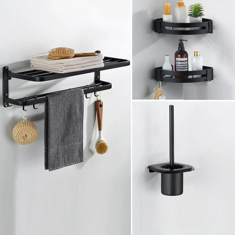 Modern Bathroom Hardware Black Paper Holder Bath Shelf Bathroom Accessory Kit -Bathlova