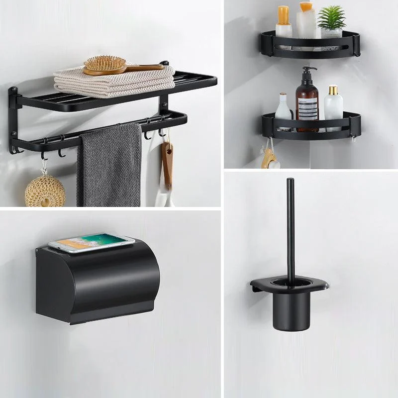 Modern Bathroom Hardware Black Paper Holder Bath Shelf Bathroom Accessory Kit -Bathlova