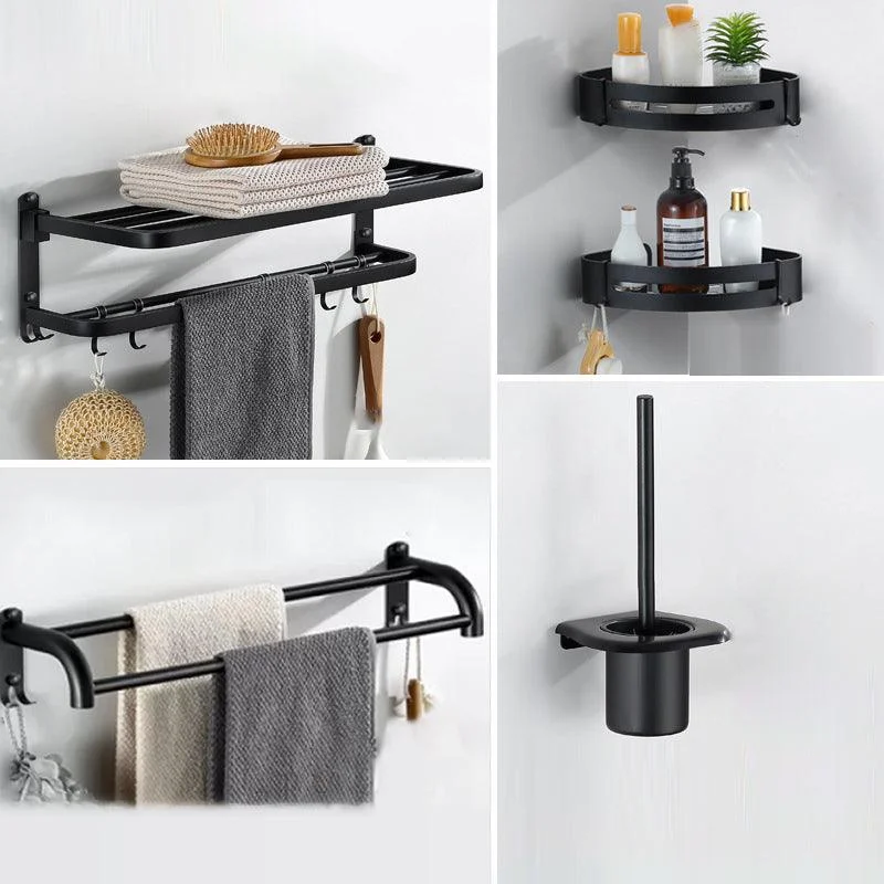 Modern Bathroom Hardware Black Paper Holder Bath Shelf Bathroom Accessory Kit -Bathlova