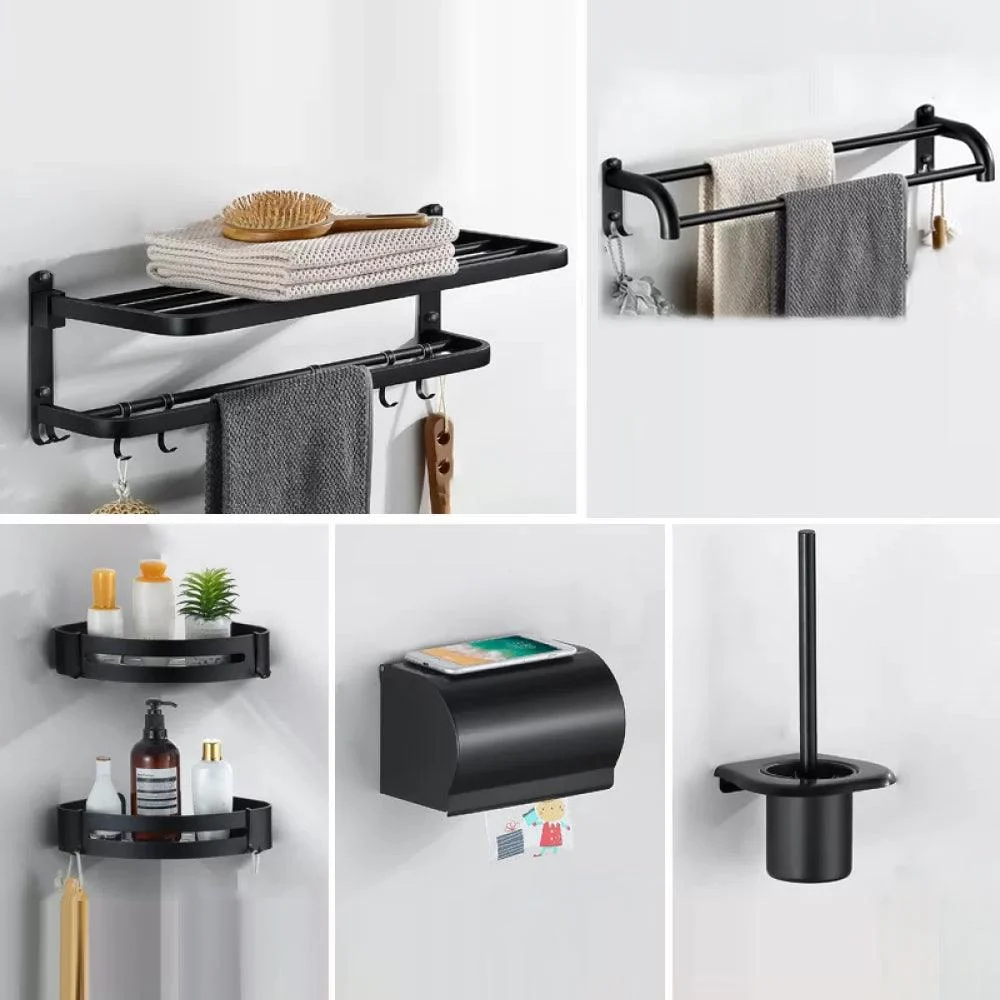 Modern Bathroom Hardware Black Paper Holder Bath Shelf Bathroom Accessory Kit -Bathlova