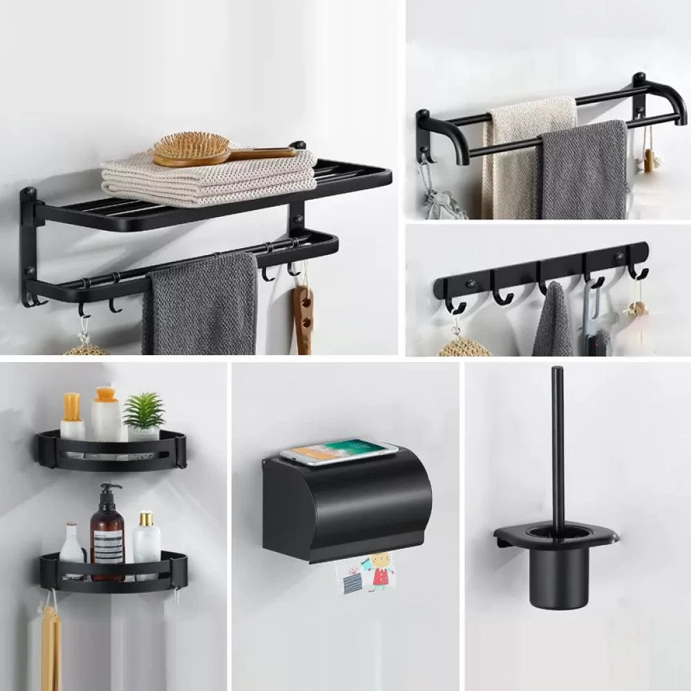 Modern Bathroom Hardware Black Paper Holder Bath Shelf Bathroom Accessory Kit -Bathlova