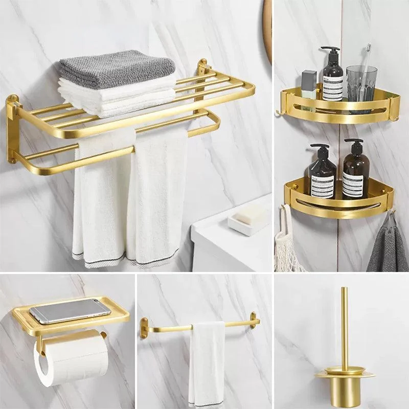 Modern Bathroom Hardware Paper Holder Bath Shelf Gold Bathroom Accessory Kit -Bathlova