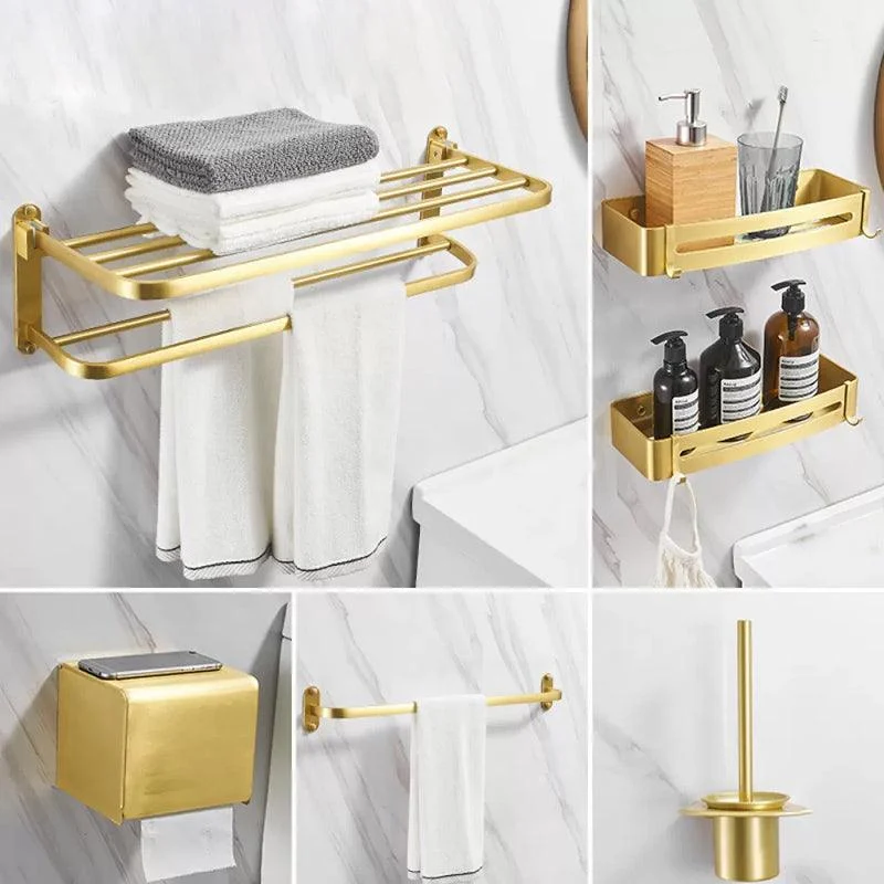 Modern Bathroom Hardware Paper Holder Bath Shelf Gold Bathroom Accessory Kit -Bathlova