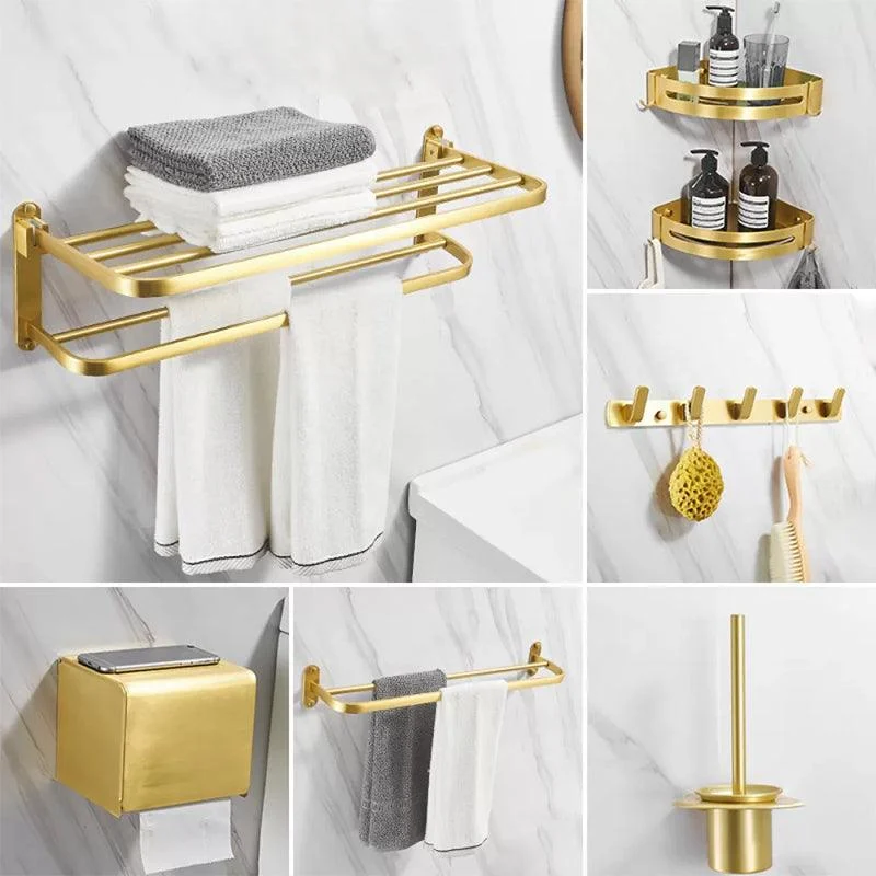 Modern Bathroom Hardware Paper Holder Bath Shelf Gold Bathroom Accessory Kit -Bathlova