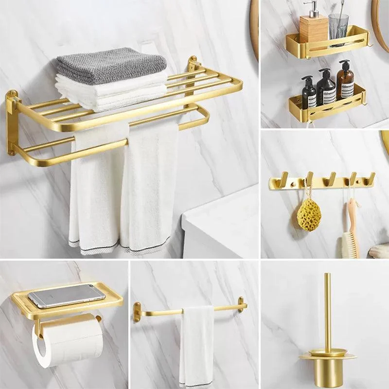 Modern Bathroom Hardware Paper Holder Bath Shelf Gold Bathroom Accessory Kit -Bathlova