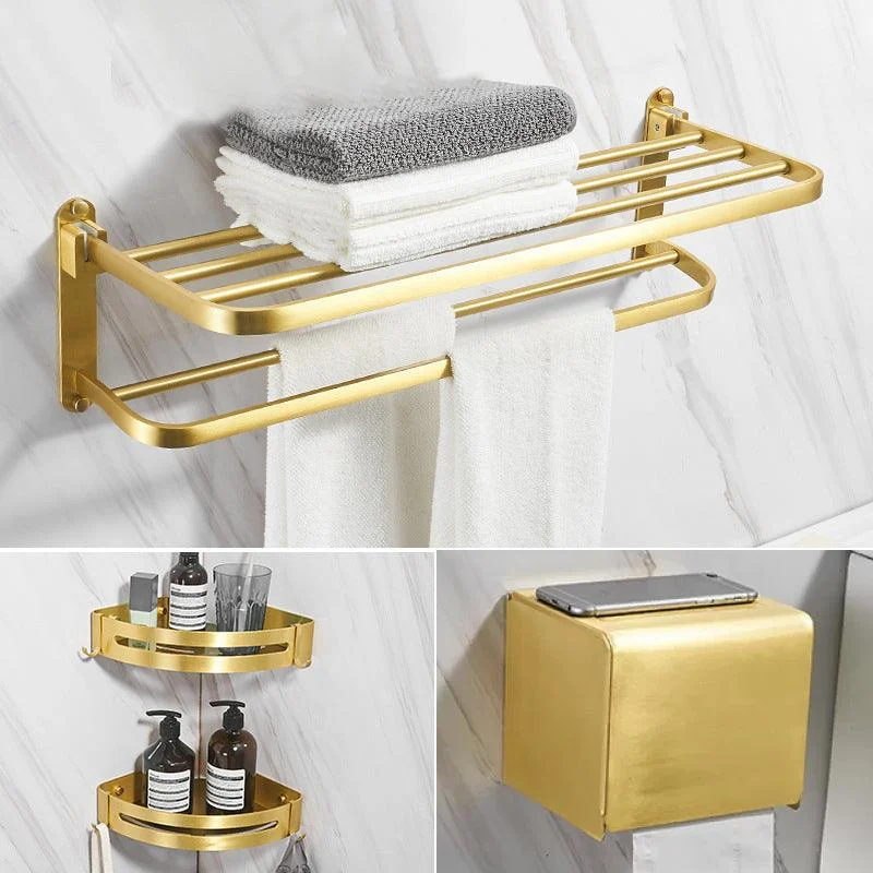 Modern Bathroom Hardware Paper Holder Bath Shelf Gold Bathroom Accessory Kit -Bathlova