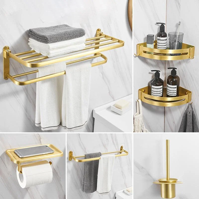 Modern Bathroom Hardware Paper Holder Bath Shelf Gold Bathroom Accessory Kit -Bathlova