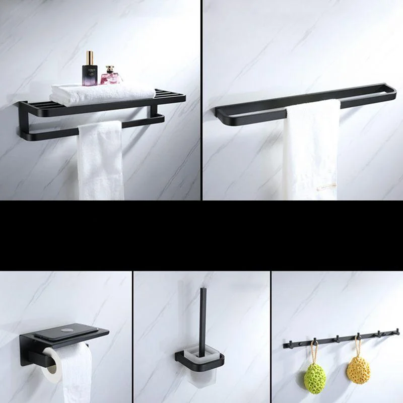 Modern Bathroom Hardware Set Bath Shelf Towel Bar Black Bath Hardware Set -Bathlova