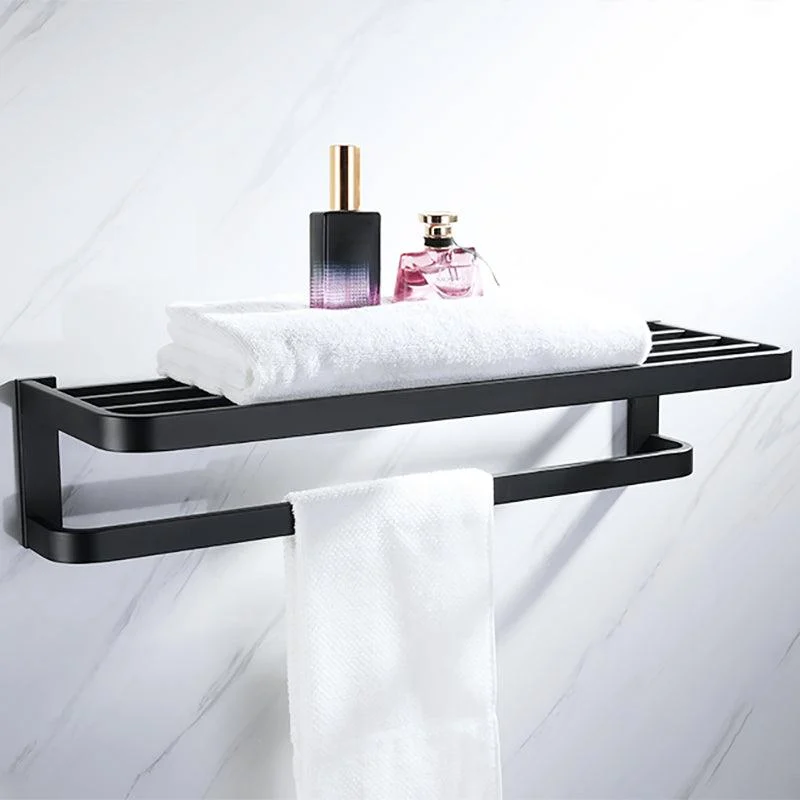 Modern Bathroom Hardware Set Bath Shelf Towel Bar Black Bath Hardware Set -Bathlova