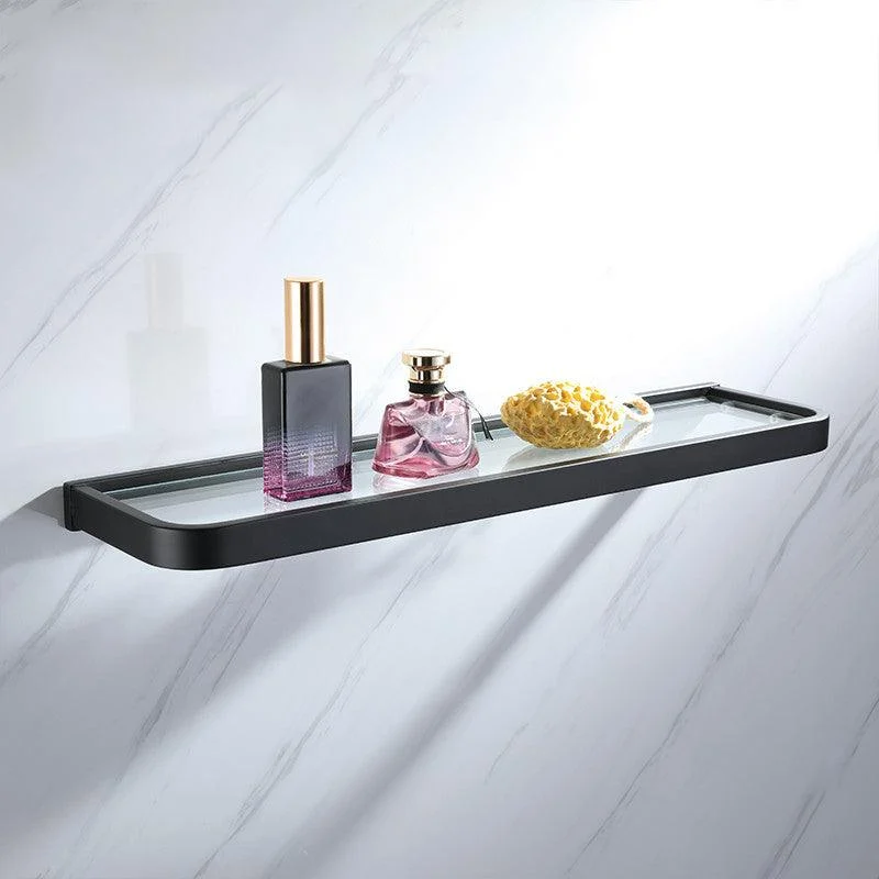 Modern Bathroom Hardware Set Bath Shelf Towel Bar Black Bath Hardware Set -Bathlova