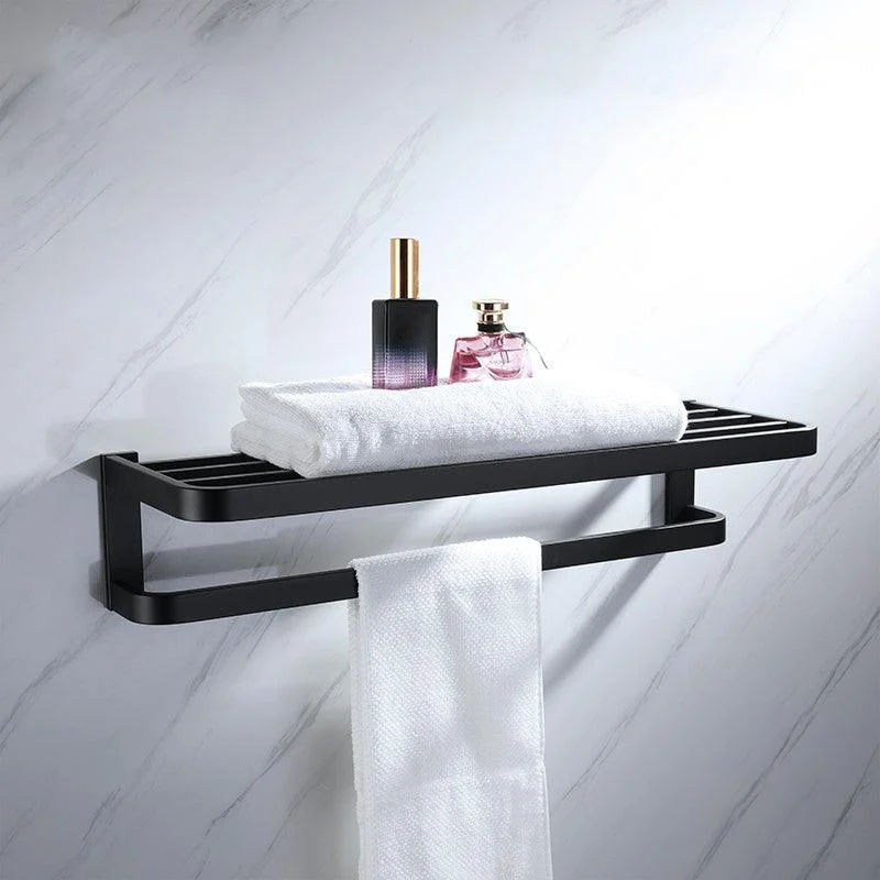 Modern Bathroom Hardware Set Bath Shelf Towel Bar Black Bath Hardware Set -Bathlova