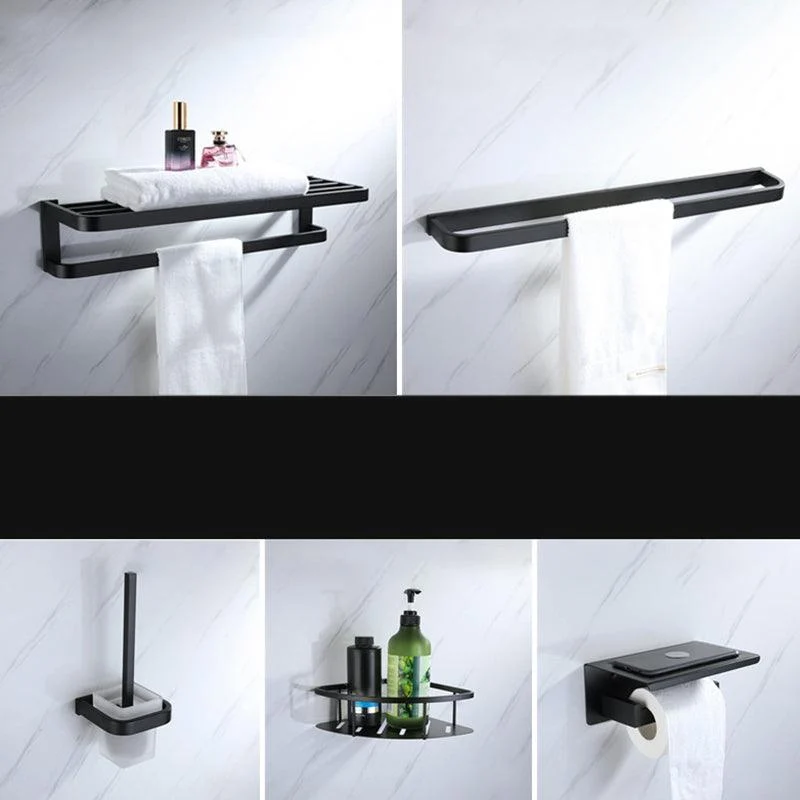 Modern Bathroom Hardware Set Bath Shelf Towel Bar Black Bath Hardware Set -Bathlova