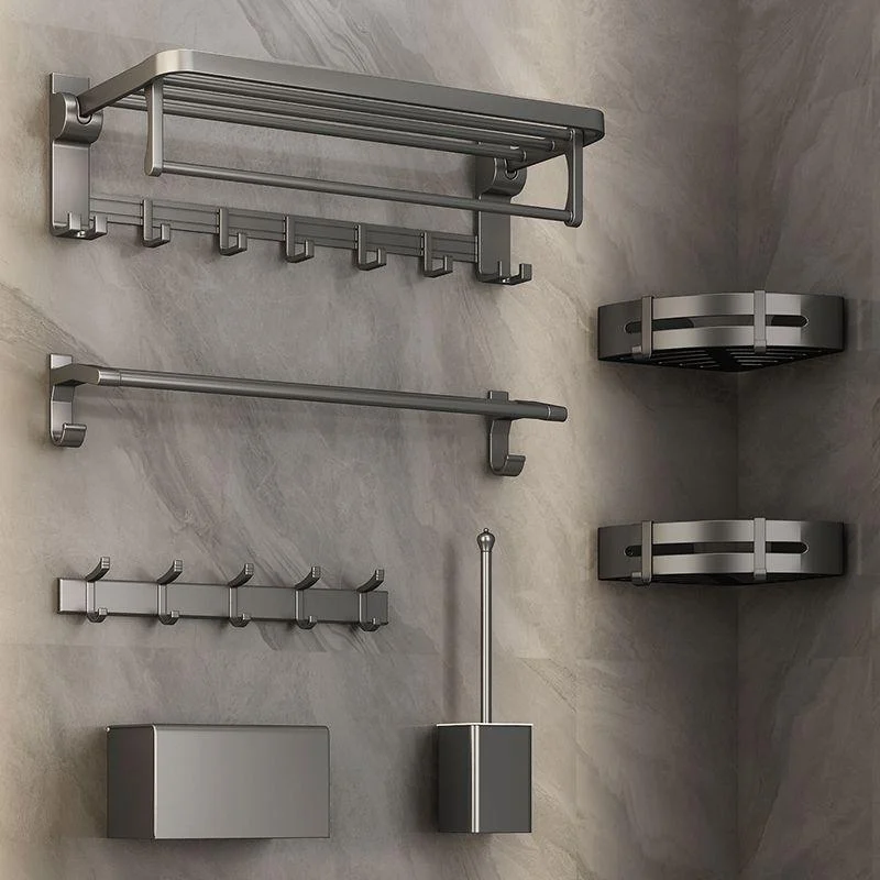 Modern Bathroom Hardware Set Grey Metal Bathroom Accessory Kit Anti-rust -Bathlova