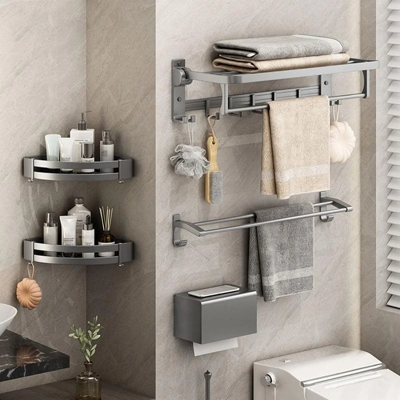 Modern Bathroom Hardware Set Grey Metal Bathroom Accessory Kit Anti-rust -Bathlova