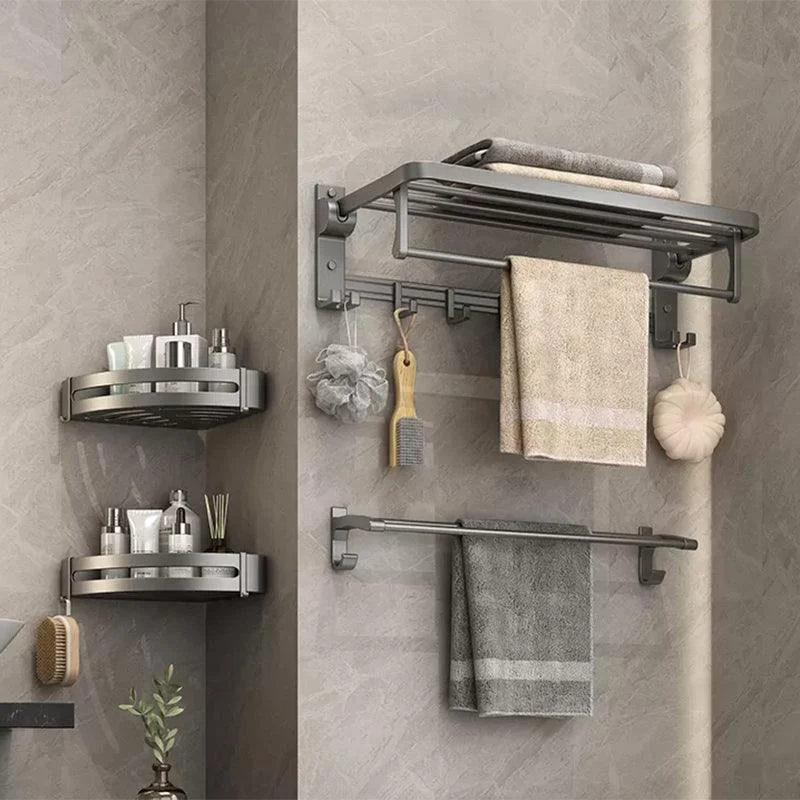 Modern Bathroom Hardware Set Grey Metal Bathroom Accessory Kit Anti-rust -Bathlova