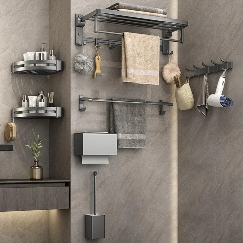 Modern Bathroom Hardware Set Grey Metal Bathroom Accessory Kit Anti-rust -Bathlova