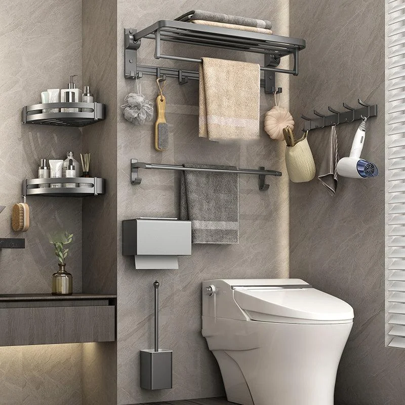 Modern Bathroom Hardware Set Grey Metal Bathroom Accessory Kit Anti-rust -Bathlova