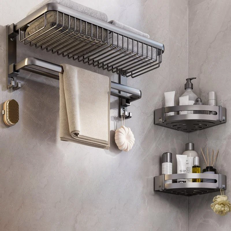 Modern Bathroom Hardware Set Grey Metal Bathroom Accessory Kit -Bathlova