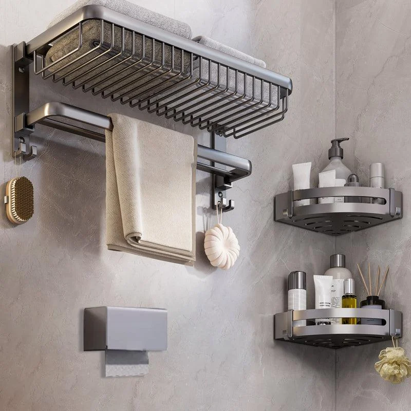 Modern Bathroom Hardware Set Grey Metal Bathroom Accessory Kit -Bathlova