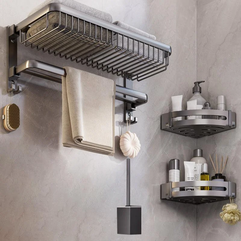 Modern Bathroom Hardware Set Grey Metal Bathroom Accessory Kit -Bathlova