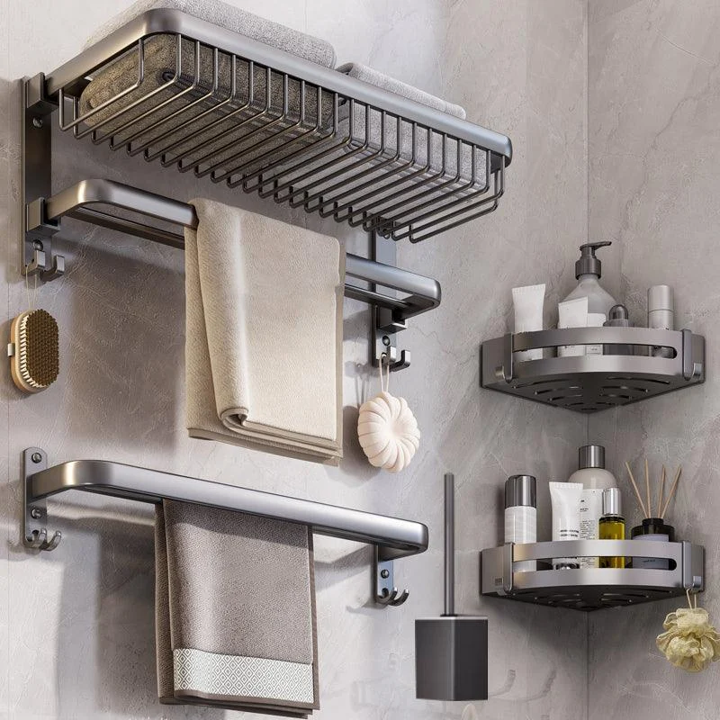 Modern Bathroom Hardware Set Grey Metal Bathroom Accessory Kit -Bathlova