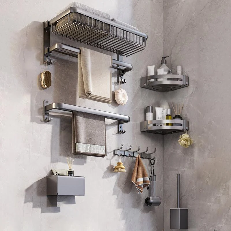 Modern Bathroom Hardware Set Grey Metal Bathroom Accessory Kit -Bathlova