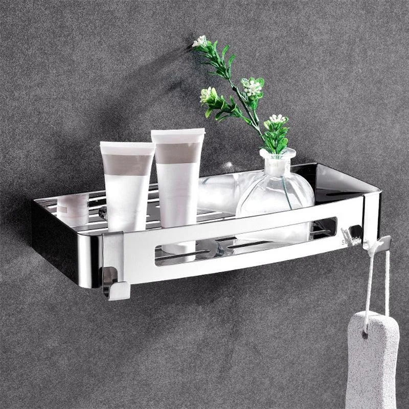 Modern Bathroom Hardware Set Silver Bath Shelf Bath Hardware Set -Bathlova