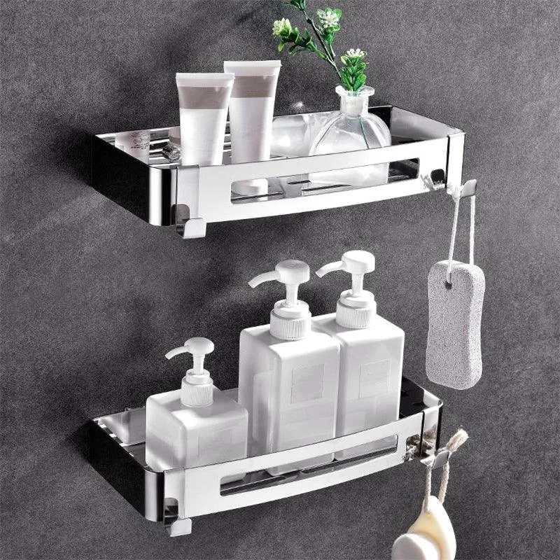 Modern Bathroom Hardware Set Silver Bath Shelf Bath Hardware Set -Bathlova