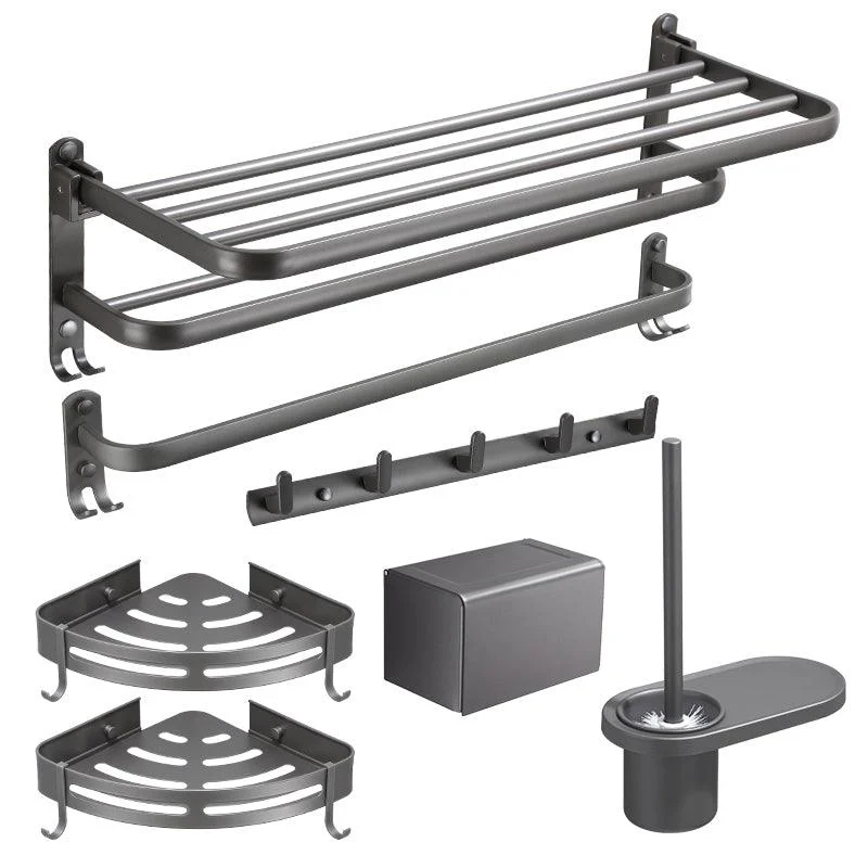 Modern Bathroom Hardware Set Towel Bar Grey Bath Shelf Bathroom Set -Bathlova