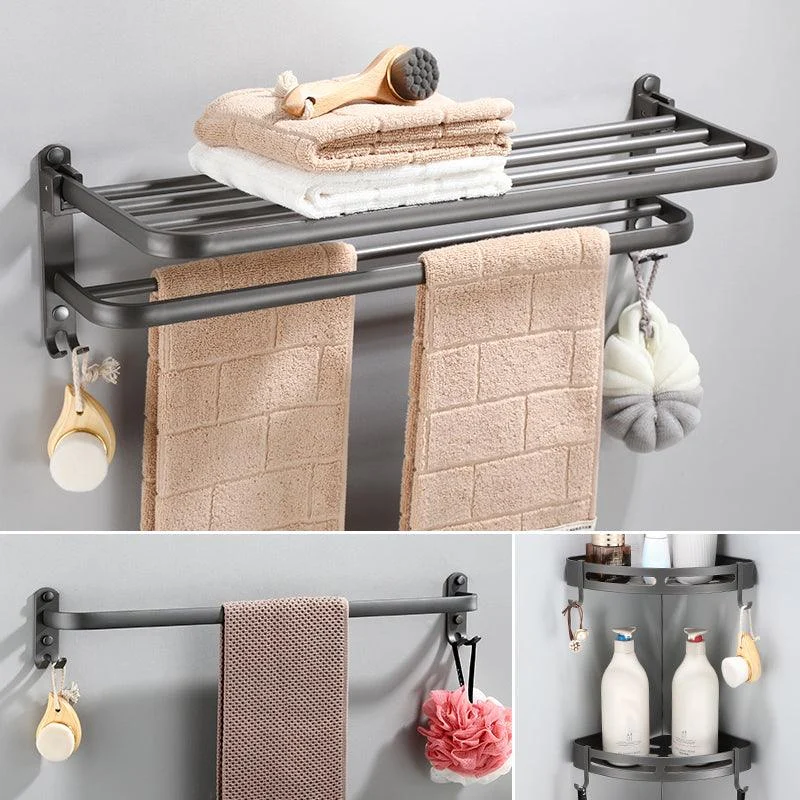 Modern Bathroom Hardware Set Towel Bar Grey Bath Shelf Bathroom Set -Bathlova