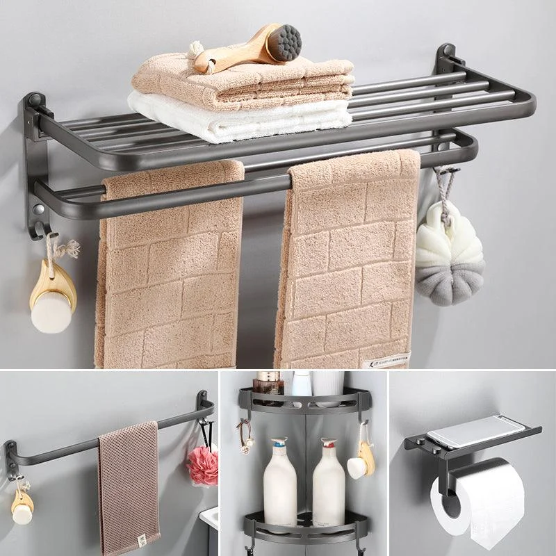 Modern Bathroom Hardware Set Towel Bar Grey Bath Shelf Bathroom Set -Bathlova