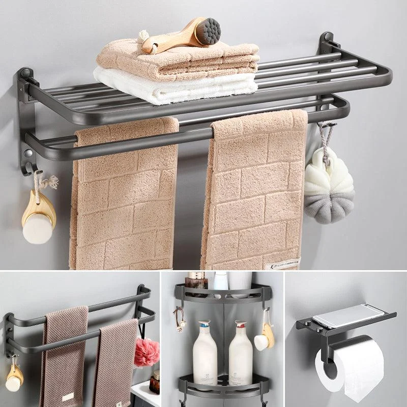 Modern Bathroom Hardware Set Towel Bar Grey Bath Shelf Bathroom Set -Bathlova