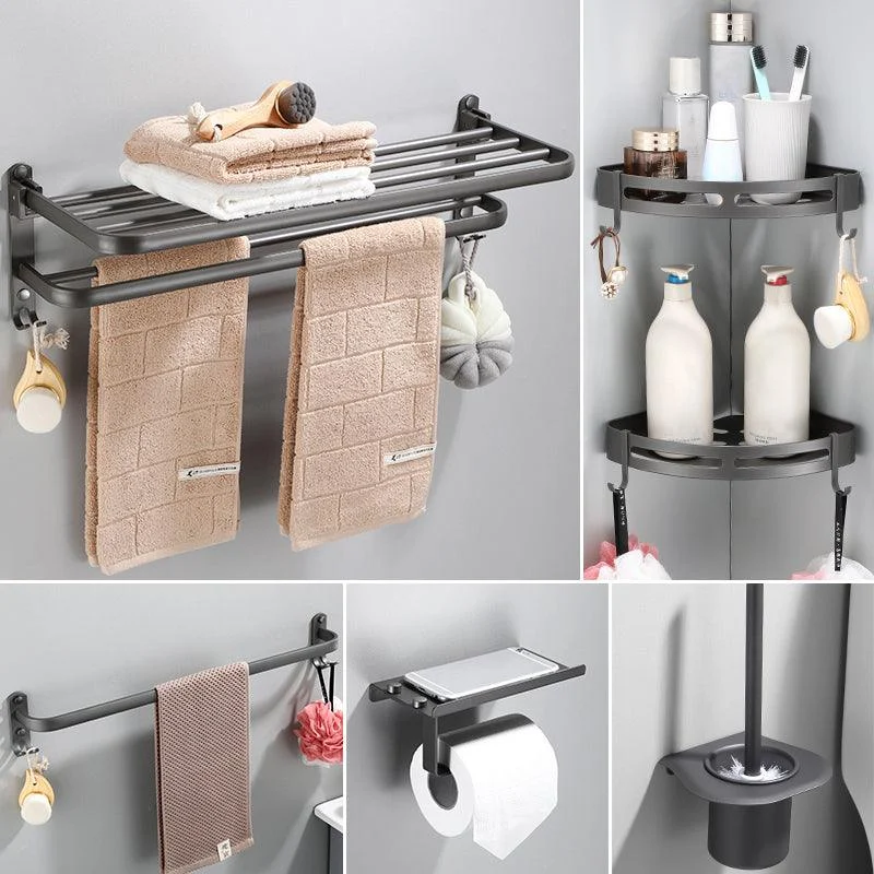 Modern Bathroom Hardware Set Towel Bar Grey Bath Shelf Bathroom Set -Bathlova