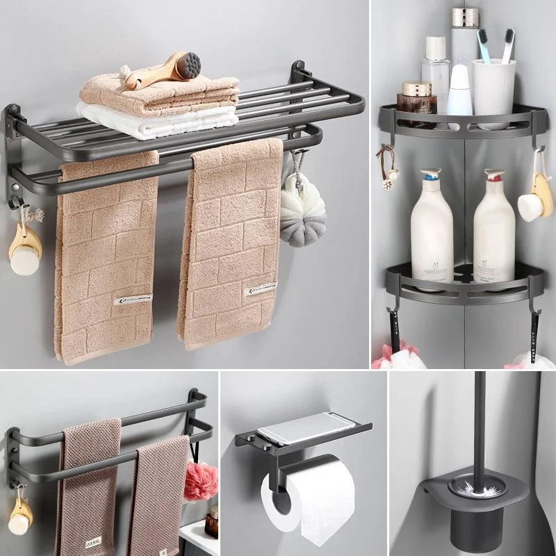 Modern Bathroom Hardware Set Towel Bar Grey Bath Shelf Bathroom Set -Bathlova