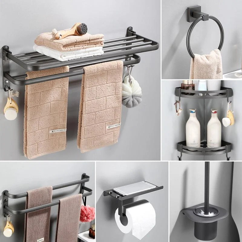 Modern Bathroom Hardware Set Towel Bar Grey Bath Shelf Bathroom Set -Bathlova