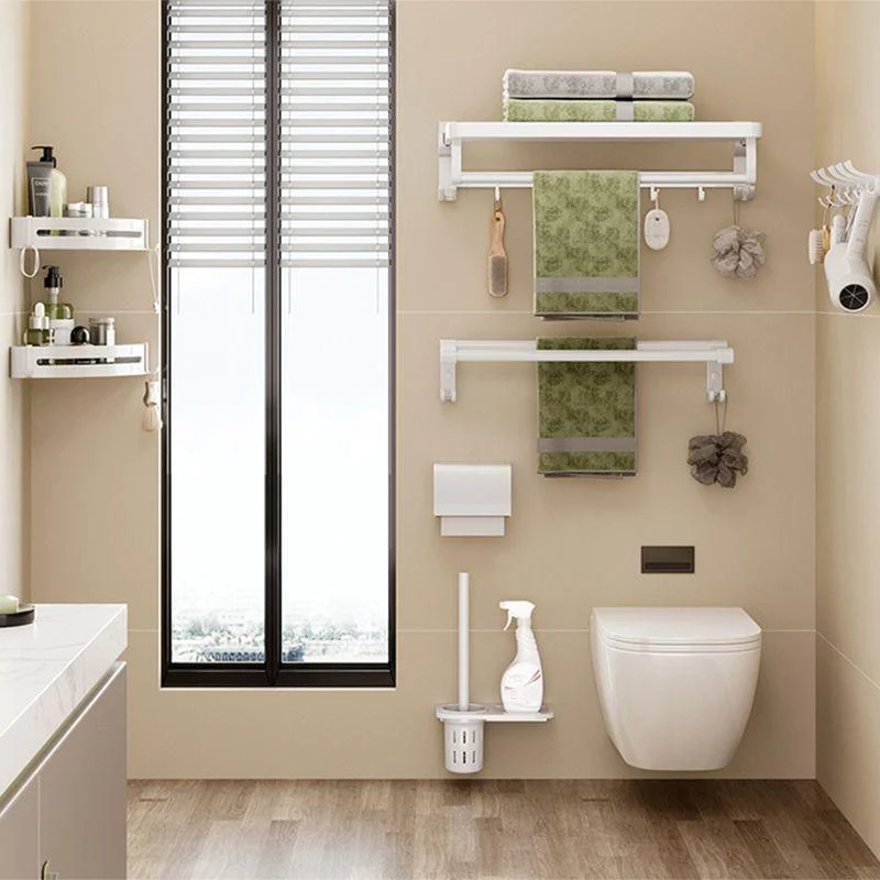 Modern Bathroom Hardware Set Towel Bar White Bath Shelf Bath Hardware Set -Bathlova