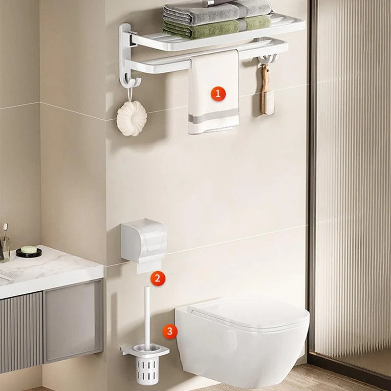 Modern Bathroom Hardware Set Towel Bar White Bath Shelf Bath Hardware Set -Bathlova