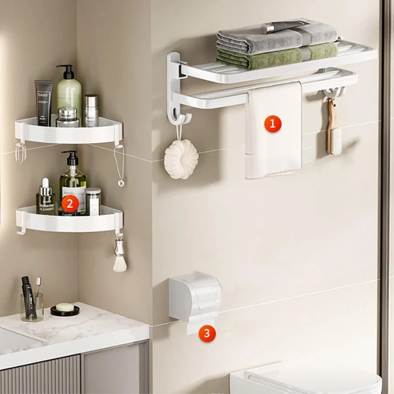 Modern Bathroom Hardware Set Towel Bar White Bath Shelf Bath Hardware Set -Bathlova