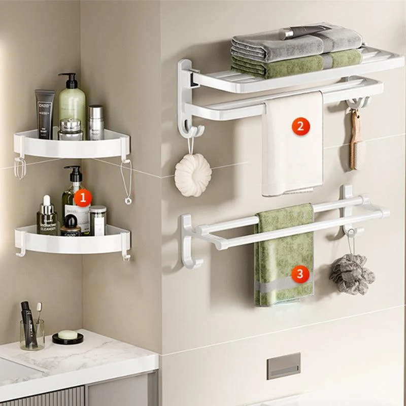 Modern Bathroom Hardware Set Towel Bar White Bath Shelf Bath Hardware Set -Bathlova