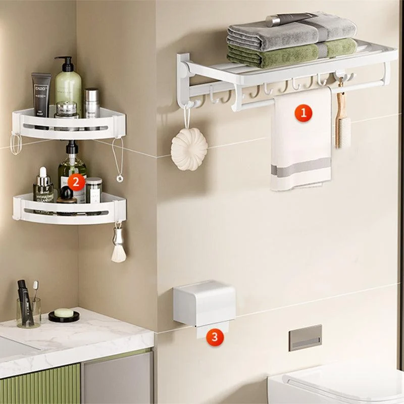 Modern Bathroom Hardware Set Towel Bar White Bath Shelf Bath Hardware Set -Bathlova