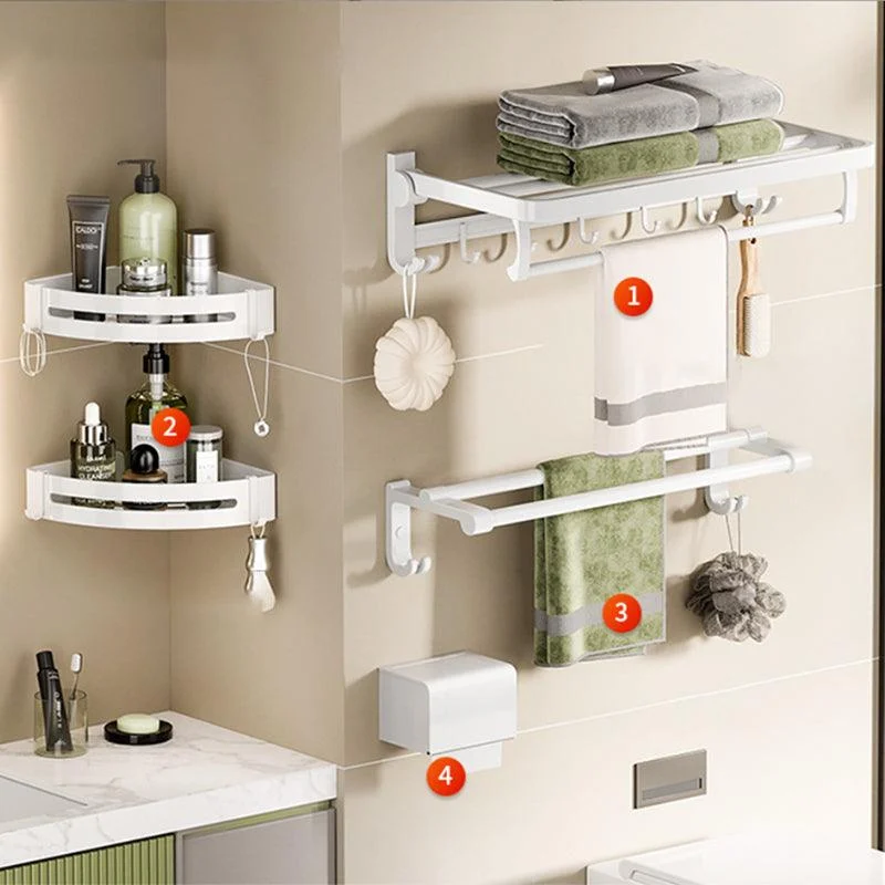 Modern Bathroom Hardware Set Towel Bar White Bath Shelf Bath Hardware Set -Bathlova